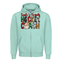 Seafoam Santa's Favorite Hockey Coach For Christmas Zipper Hoodie - FaDigitalArtStudio