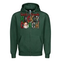 Sports Green Santa's Favorite Hockey Coach For Christmas Zipper Hoodie - FaDigitalArtStudio
