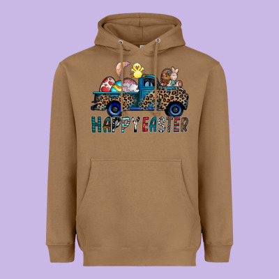 Happy Easter Truck Heavyweight Hoodie Designed By Cowhidedigitalart