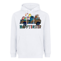 White Happy Easter truck Heavyweight Hoodie - CowhideDigitalArt