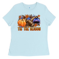 Baby Blue tis the season football Ladies Tee - NancyCooperArtShop