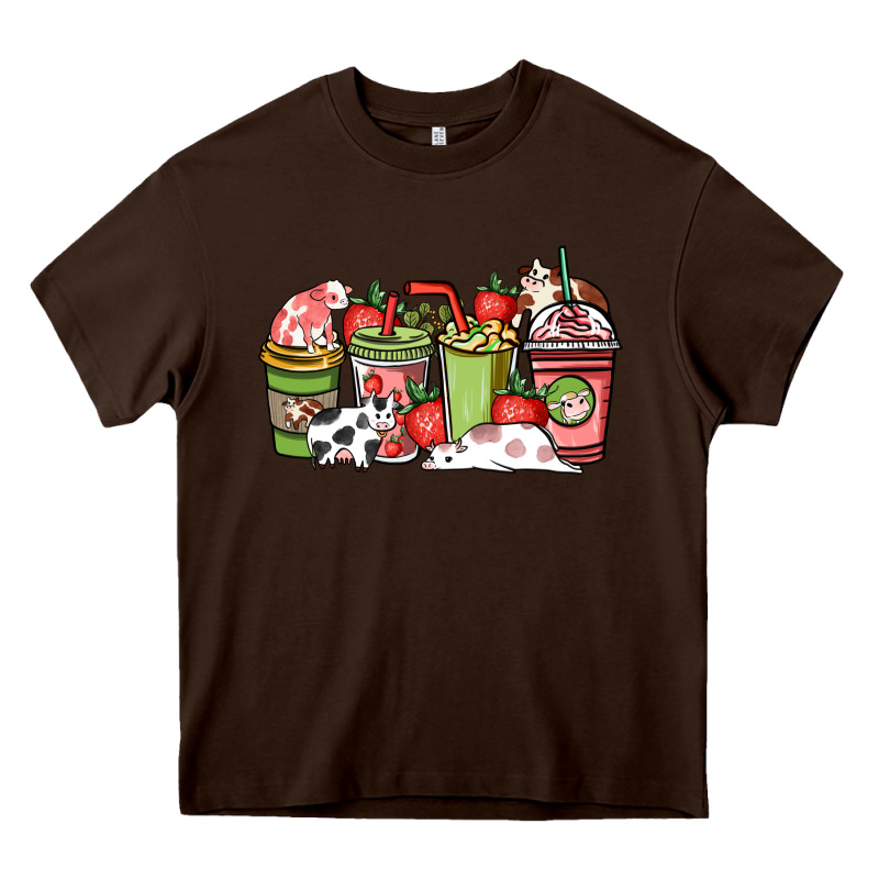 Cow And Strawberry Coffee Cups Heavy Core Tee by NancyCooperArtShop | Teevron