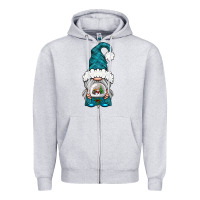 Heather Grey winter gnome with snow globe Zipper Hoodie - BundleAndBundleShop