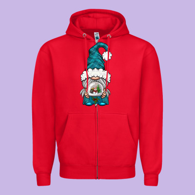 Winter Gnome With Snow Globe Zipper Hoodie Designed By Bundleandbundleshop