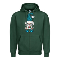 Sports Green winter gnome with snow globe Zipper Hoodie - BundleAndBundleShop
