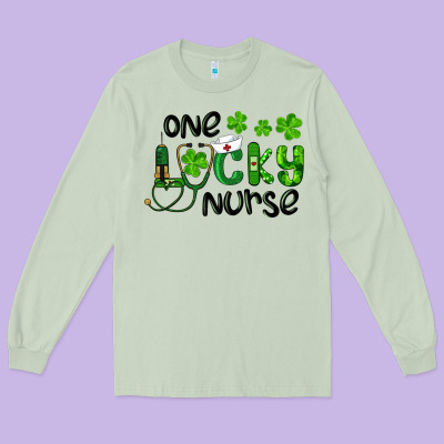 Saint Patricks One Lucky Nurse Long Sleeve Tee Designed By Ranaportraitstore