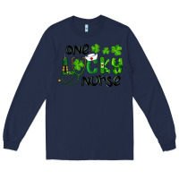 Navy Saint Patricks One Lucky Nurse Long Sleeve Tee - RanaPortraitStore