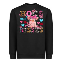 Black hogs and kisses pig  olivia Heavyweight Sweatshirt - OliviaCreatesArt