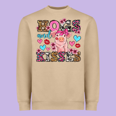 Hogs And Kisses Pig  Olivia Heavyweight Sweatshirt Designed By Oliviacreatesart