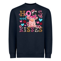 Navy hogs and kisses pig  olivia Heavyweight Sweatshirt - OliviaCreatesArt