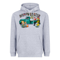 Heather Grey Happy Easter truck Heavyweight Hoodie - CowhideDigitalArt