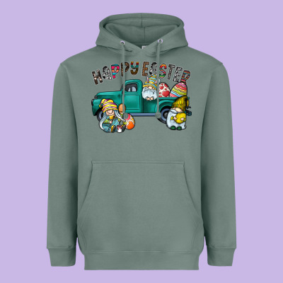 Happy Easter Truck Heavyweight Hoodie Designed By Cowhidedigitalart