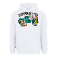 White Happy Easter truck Heavyweight Hoodie - CowhideDigitalArt