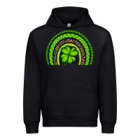 Black St. Patrick's Day Shamrock Rainbow Urban Hoodie - Artiststas