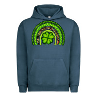 Pigment Midnight Navy St. Patrick's Day Shamrock Rainbow Urban Hoodie - Artiststas