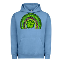 Pigment Pebble Blue St. Patrick's Day Shamrock Rainbow Urban Hoodie - Artiststas