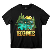 Black camping caravan home Heavy Core Tee - NancyCooperArtShop