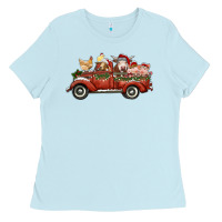 Christmas Truck With Farm Animals Ladies Tee | Teevron