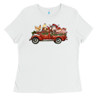 White christmas truck with farm animals Ladies Tee - RanaPortraitStore