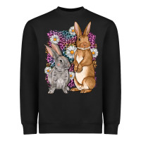 Black Bunnys Easter with leopard background Heavyweight Sweatshirt - OliviaCreatesArt
