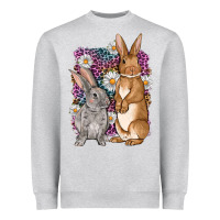 Heather Grey Bunnys Easter with leopard background Heavyweight Sweatshirt - OliviaCreatesArt