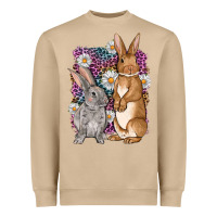 Mushroom Bunnys Easter with leopard background Heavyweight Sweatshirt - OliviaCreatesArt