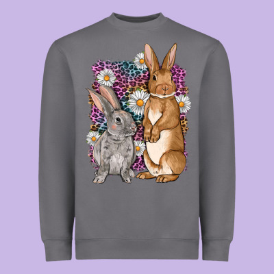 Bunnys Easter With Leopard Background Heavyweight Sweatshirt Designed By Oliviacreatesart