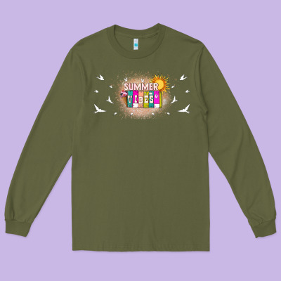 Summer Vibes With Birds Long Sleeve Tee Designed By Tumblerdesignbyshophia