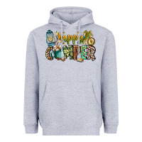 Heather Grey happy camper Heavyweight Hoodie - CowhideDigitalArt