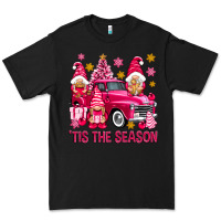 Black Tis' the season pink Christmas gnomes truck Premium Tee - NancyCooperArtShop