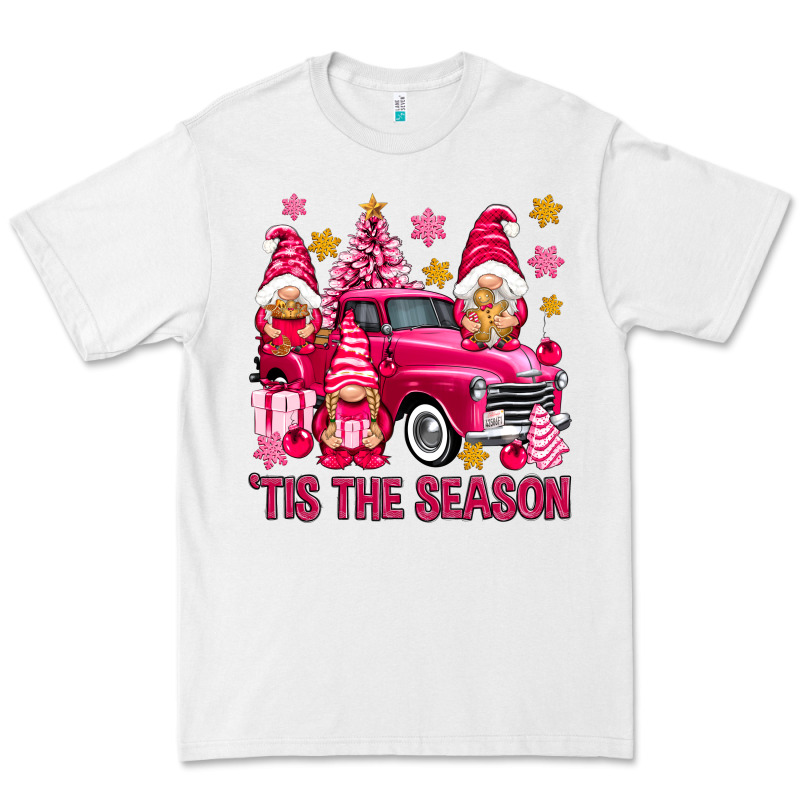 Tis' The Season Pink Christmas Gnomes Truck Premium Tee by NancyCooperArtShop | Teevron