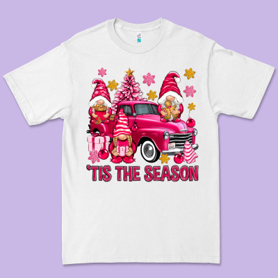 Tis' The Season Pink Christmas Gnomes Truck Premium Tee Designed By Nancycooperartshop