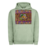 Pigment Oil Green mardi gras fleur de lis hearts leopard glitter Urban Hoodie - Artiststas