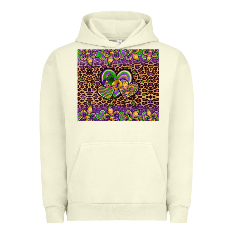Mardi Gras Fleur De Lis Hearts Leopard Glitter Urban Hoodie by Artiststas | Teevron