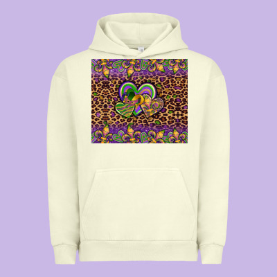 Mardi Gras Fleur De Lis Hearts Leopard Glitter Urban Hoodie Designed By Artiststas