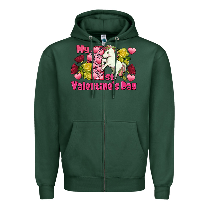 My First Valentine's Day Unicorn Zipper Hoodie by FaDigitalArtStudio | Teevron