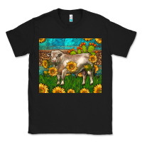 Black Western Charolais Bull With Sunflowers Classic Tee - LillyAllenDesigns