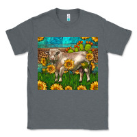 Charcoal Heather Western Charolais Bull With Sunflowers Classic Tee - LillyAllenDesigns