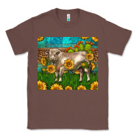 Chestnut Western Charolais Bull With Sunflowers Classic Tee - LillyAllenDesigns