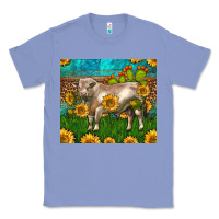 Colony Blue Western Charolais Bull With Sunflowers Classic Tee - LillyAllenDesigns