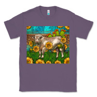 Lavender Western Charolais Bull With Sunflowers Classic Tee - LillyAllenDesigns