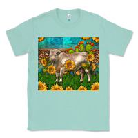 Seafoam Western Charolais Bull With Sunflowers Classic Tee - LillyAllenDesigns