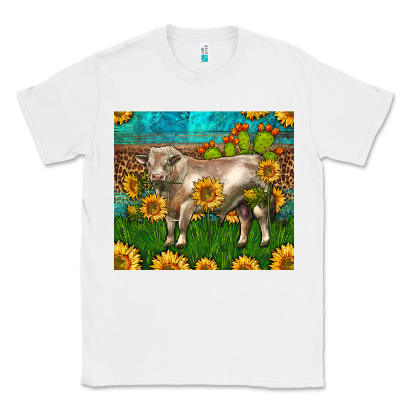 Western Charolais Bull With Sunflowers Classic Tee by LillyAllenDesigns | Teevron