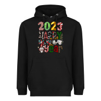 Black 2023 Happy New Year Heavyweight Hoodie - CowhideDigitalArt