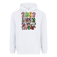 White 2023 Happy New Year Heavyweight Hoodie - CowhideDigitalArt