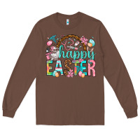 Chestnut Happy Easter Nurse Easter Day Long Sleeve Tee - HowdyJamesFarm
