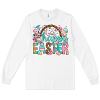 White Happy Easter Nurse Easter Day Long Sleeve Tee - HowdyJamesFarm