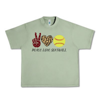 Oil Green Peace Love Softball Urban Heavy Tee - Bettercallsaul