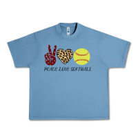 Pebble Blue Peace Love Softball Urban Heavy Tee - Bettercallsaul