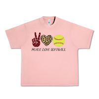 Salmon Peace Love Softball Urban Heavy Tee - Bettercallsaul
